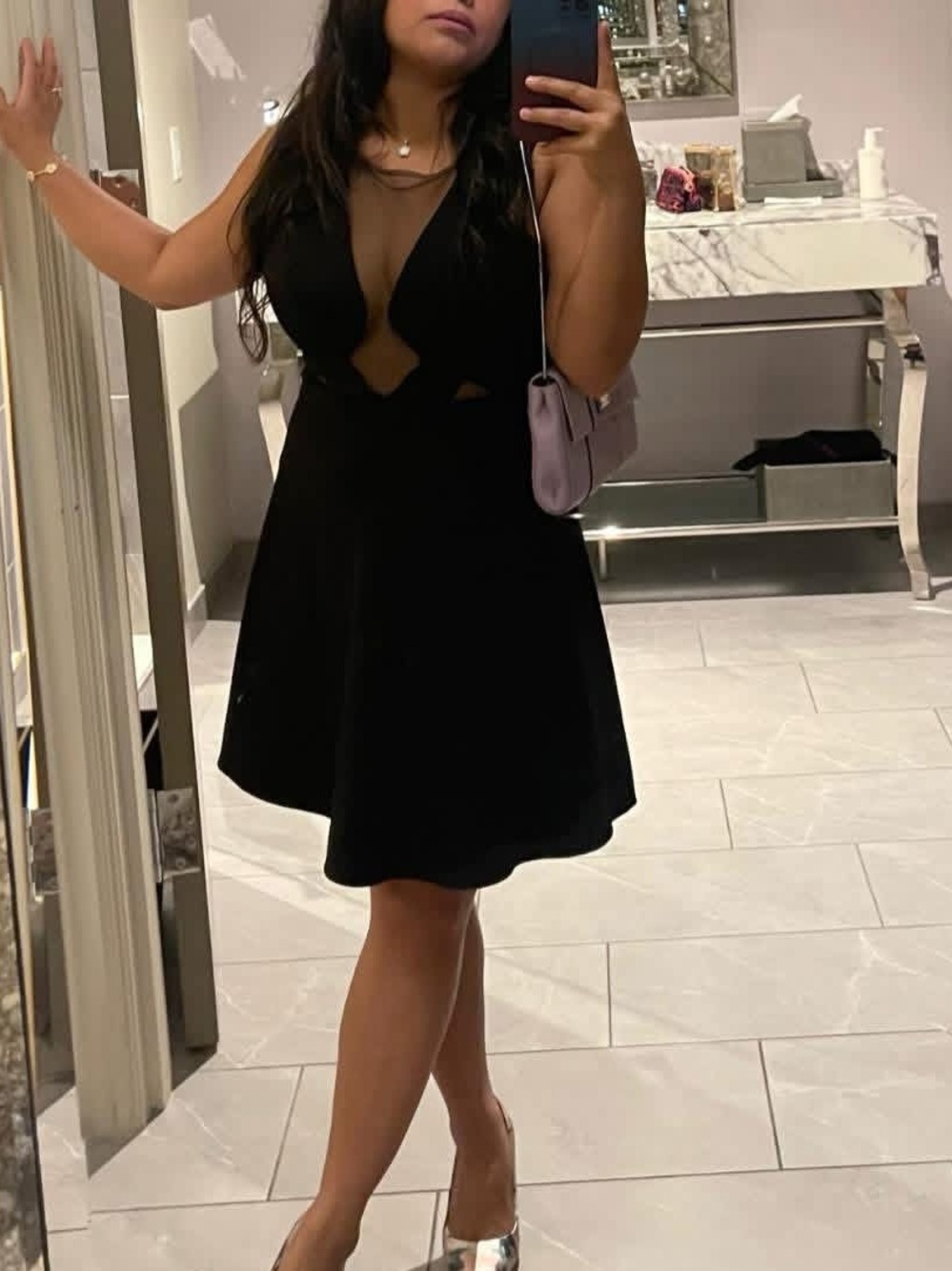 BCBGMaxAzria Black Plunge V-Neck Mini Dress